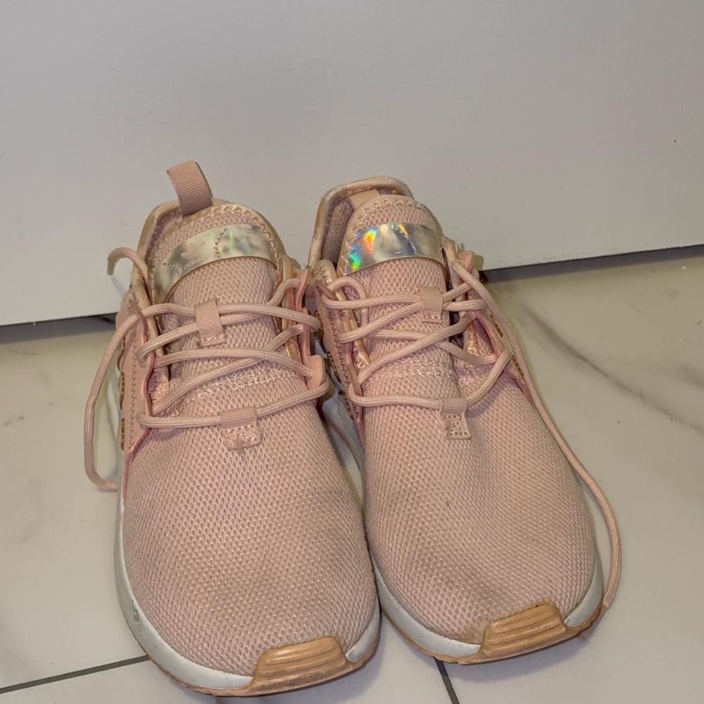 Kids Pink Athletic Sneakers with Iridescent Accent